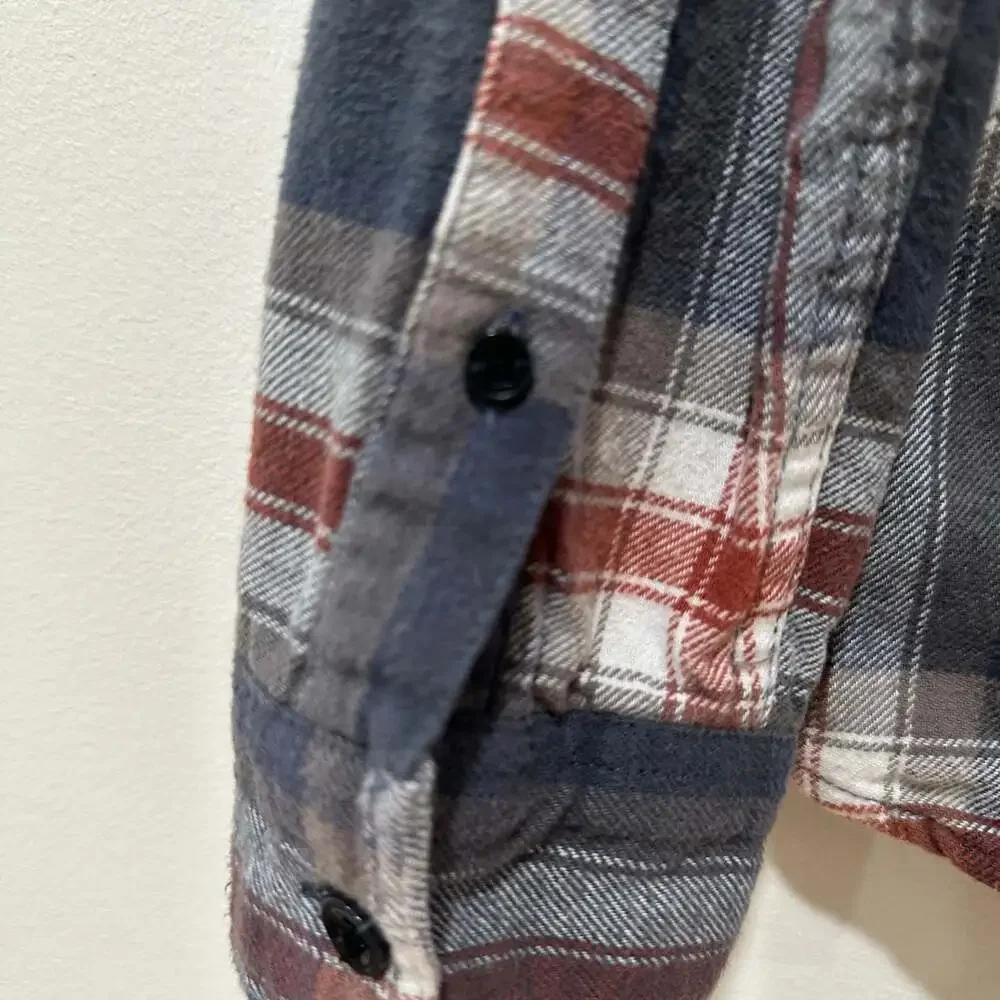 Abercrombie Kids Boys’ Blue, Grey, Red & White Flannel Button Up Shirt 13/14 - Picture 5 of 6